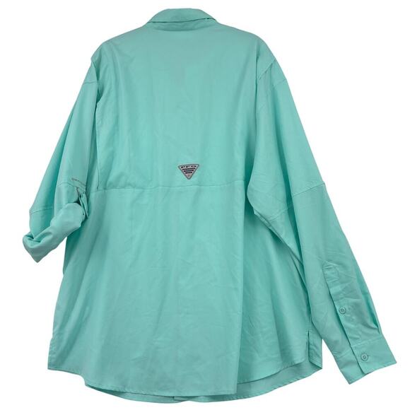 Columbia PFG Shirt Mens XL Aqua Long Sleeve Button Up Vented Fishing Omni-Shade - Picture 9 of 14